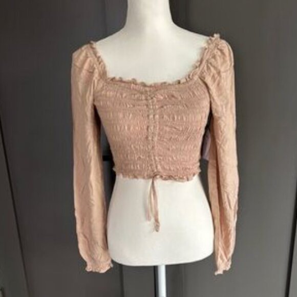 Japna Smocked Peasant Crop Top - Picture 1 of 5